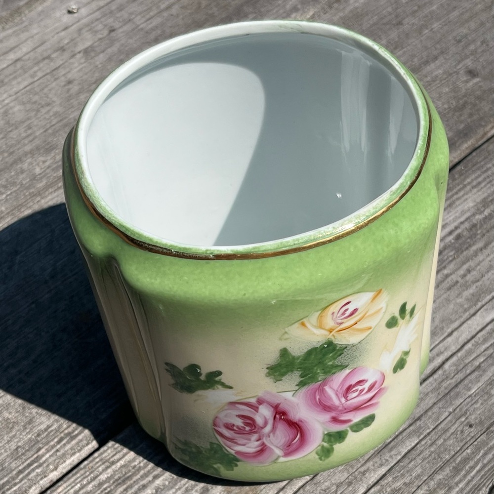 Vintage Limoges Hand Painted Floral China Lid Biscuit Cookie Jar Roses Canister - Picture 6 of 12